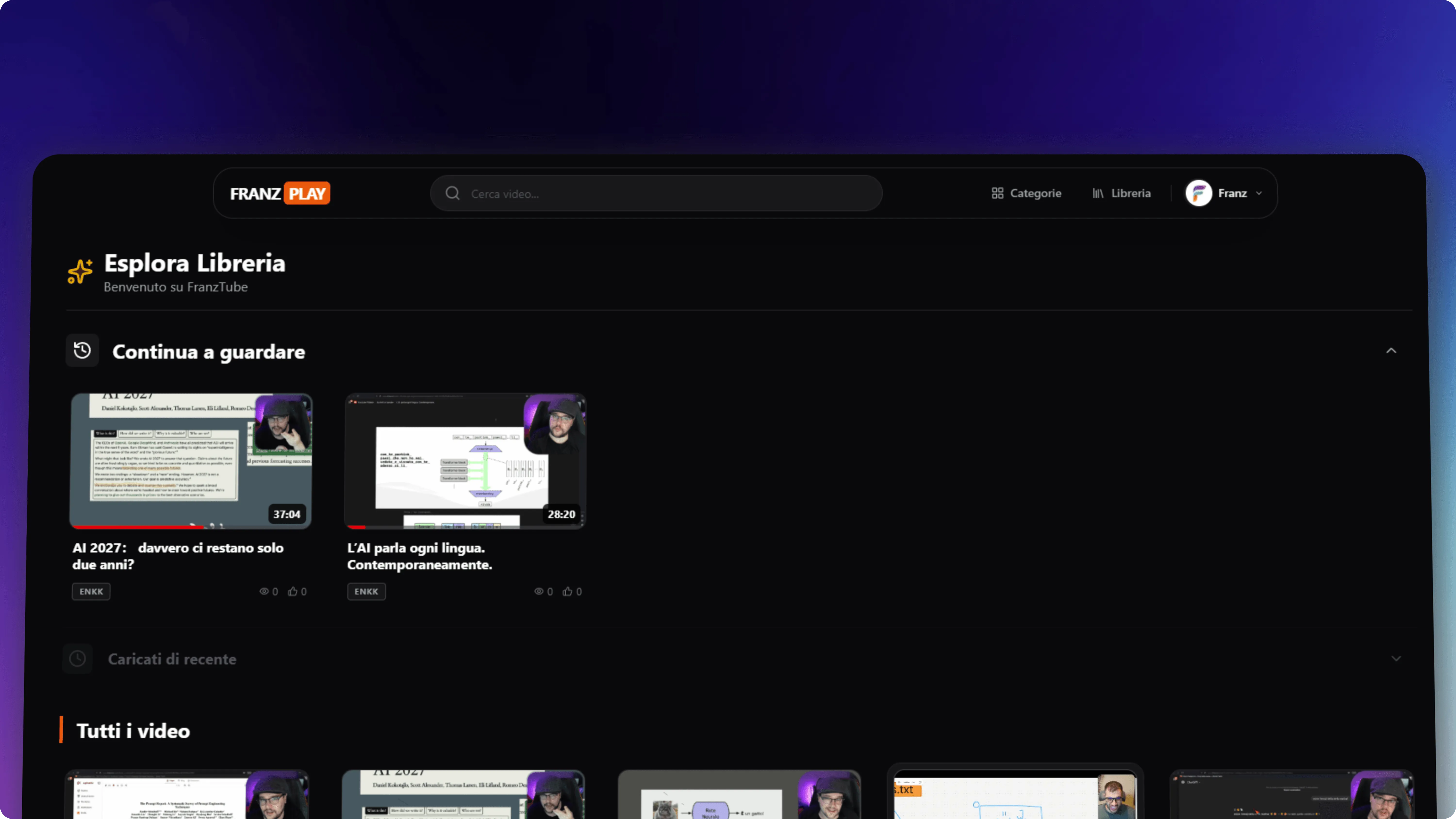 Schermata Homepage